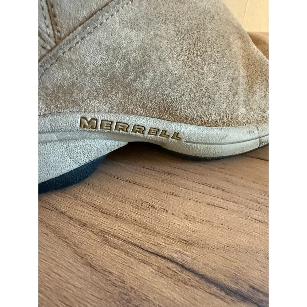 Merrell Womens Waterproof Snow Boots Tan Suede Air Cushioned Insulated Size 10